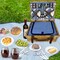 Picnic Basket Set, Wicker Basket with Handle for Outdoors, Insulated Woven Basket, Includes a Service Kit of Dinnerware & Wine Glasses, Picnic Basket Set for 4 with Blanket, Blue & White